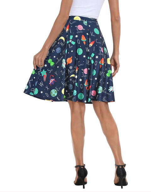 Space Alphabet Midi Skater Skirt