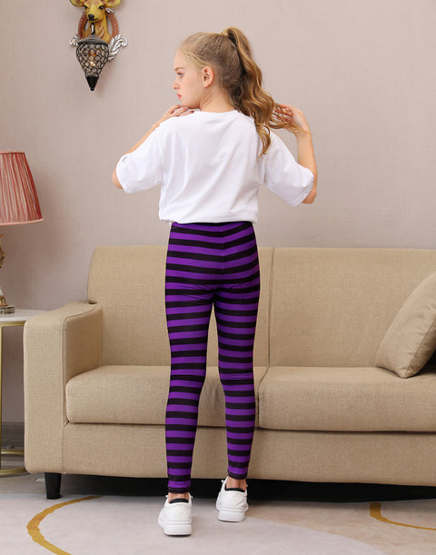 Girl's Purple and Black Stripes Ultra Soft Leggings