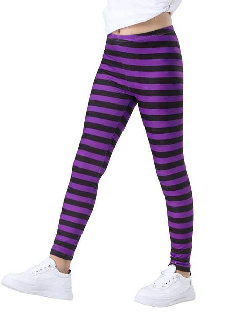 Girl's Purple and Black Stripes Ultra Soft Leggings