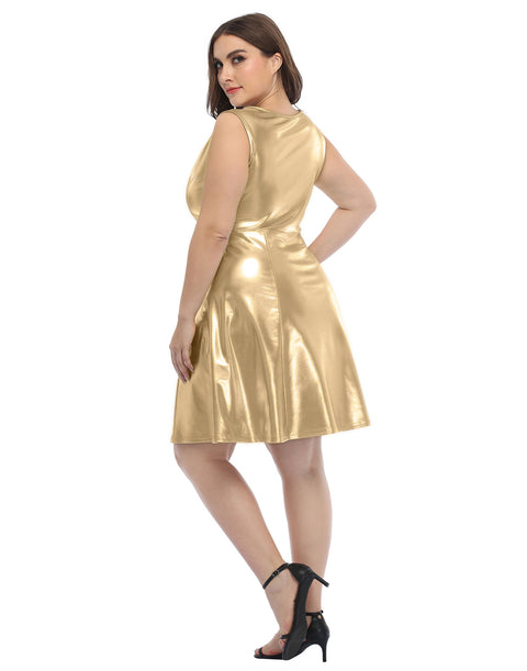 Plus Size Metallic Skater Dress