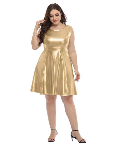 Plus Size Metallic Skater Dress