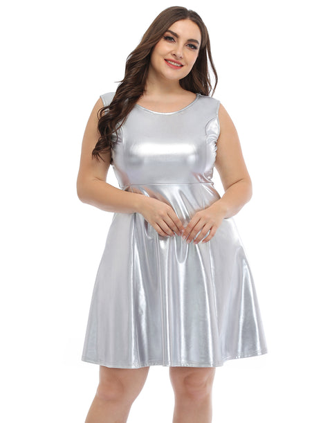 Plus Size Metallic Skater Dress