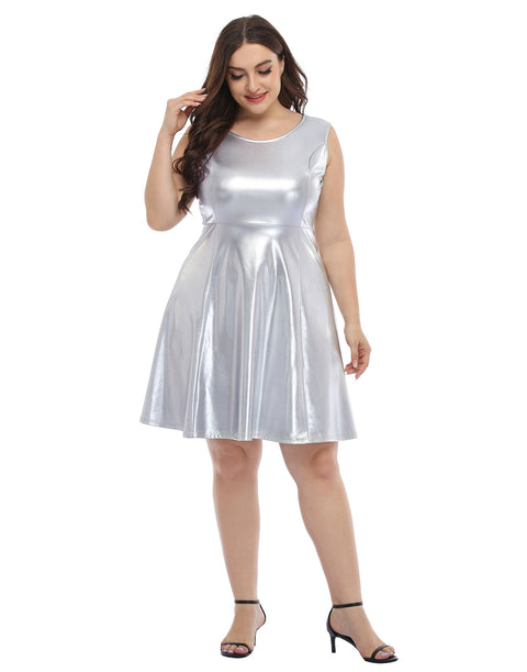 Plus Size Metallic Skater Dress