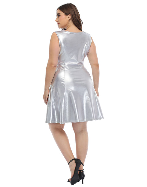 Plus Size Metallic Skater Dress