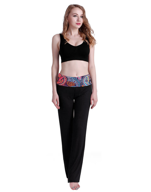 Purple Paisley Waistband Folded Waist Lounge Pants