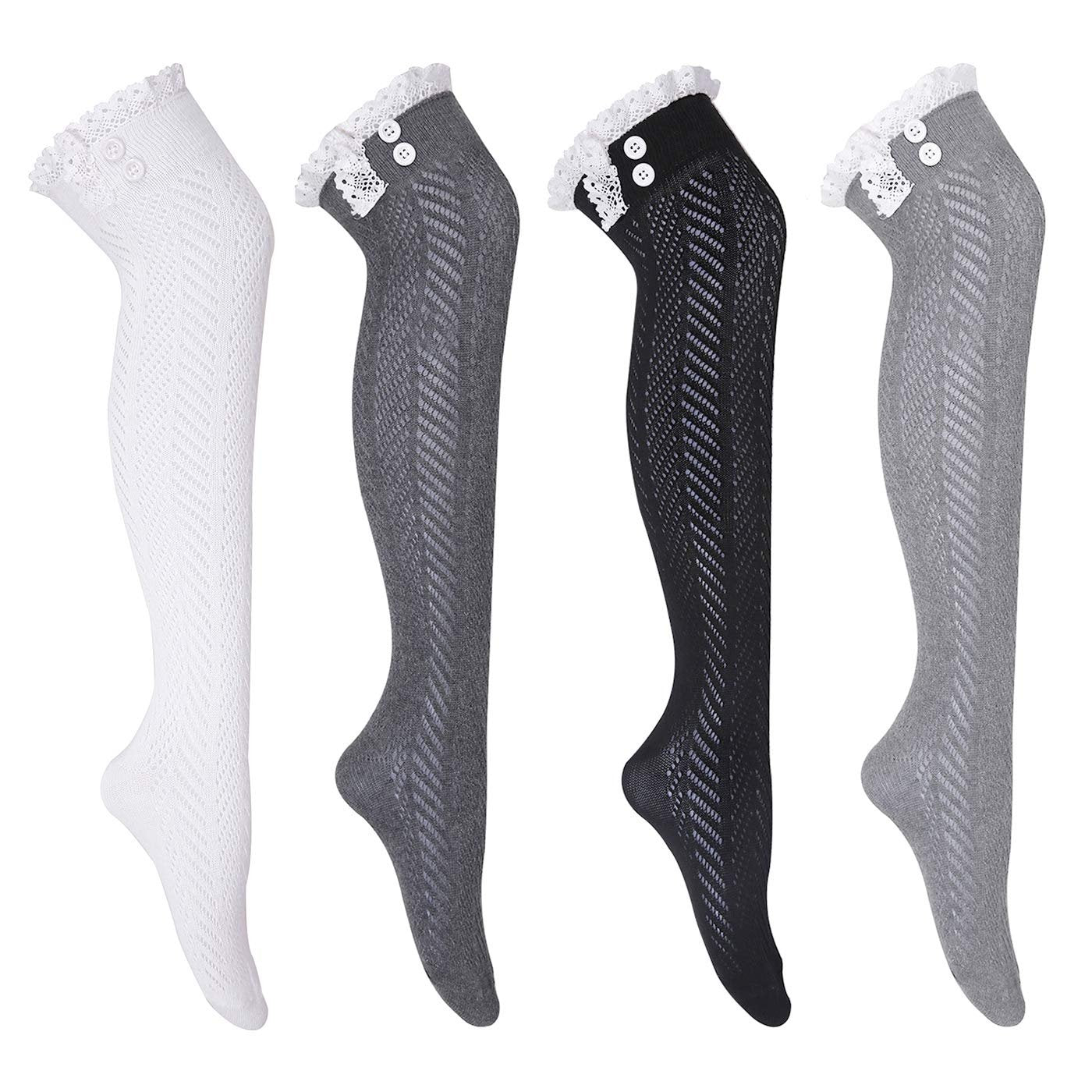HDE Women's Striped Tights Opaque Microfiber Stockings Nylon